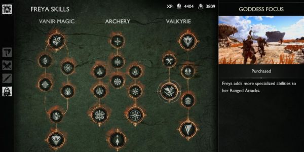 Göttin Konzentriere eine Freya-Fertigkeit in God of War Ragnarok.