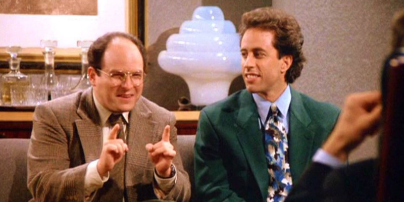   George และ Jerry กำลังนำเสนอรายการทีวีบน Seinfeld