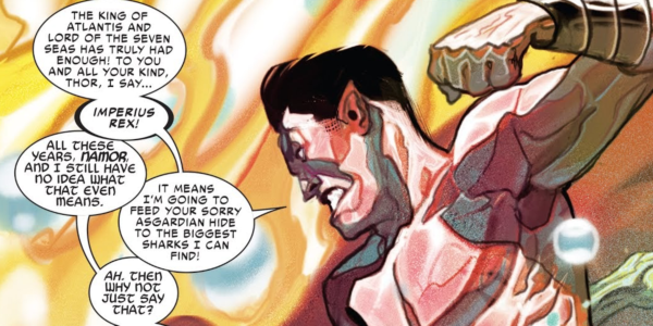 Namor magyaráz az Imperius Rexben a Marvel Comics-ban.