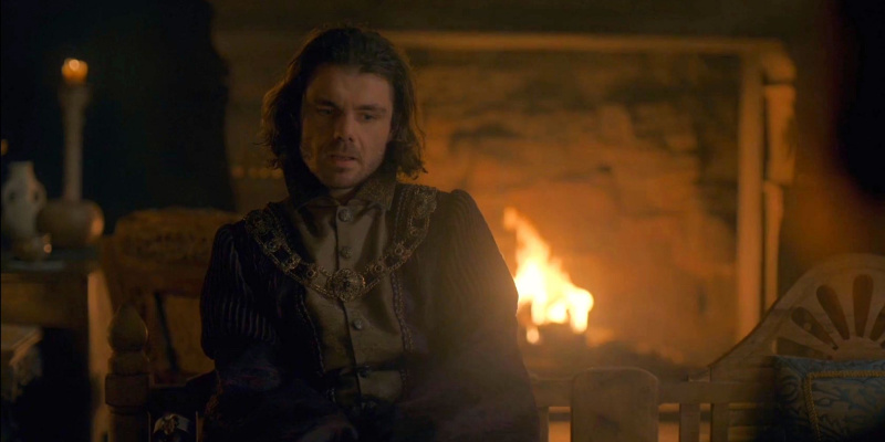   Lerijs Strongs skatās uz Alisentu's feet in HOTD episode 9