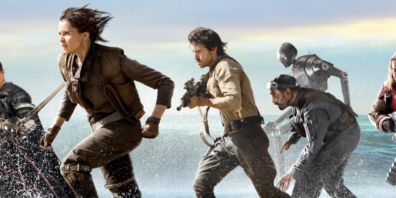   Felicity Jones Jyn Ersoként és Diego Luna Cassianként a Star Wars Rogue One-ban